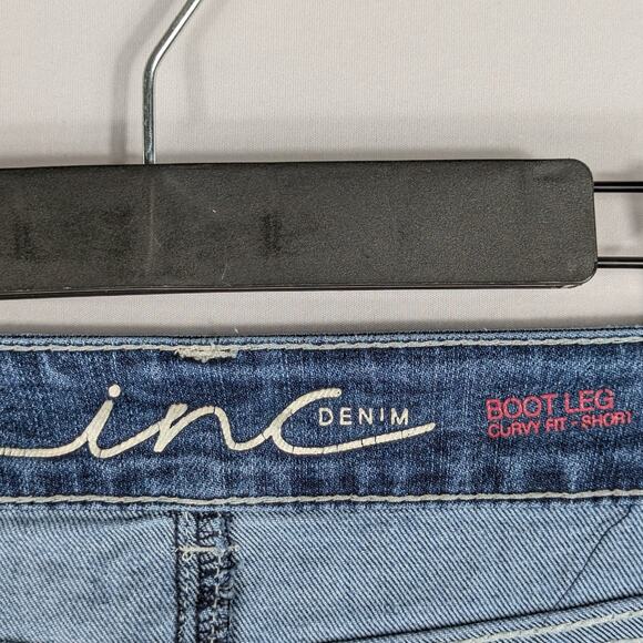 INC 10P Bootcut Jeans Women Blue Curvy Fit Short Stretch Denim Petite 36x28 - Picture 3 of 4